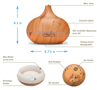 Design classique 500ml 7 couleurs lumière maison Grain de bois diffuseur d'arôme électronique intelligent humidificateur d'air de bureau avec télécommande