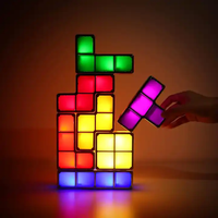 Bricolage 3D empilable Puzzles LED veilleuse lueur blocs magiques dans le noir emboîtement lampe de bureau de noël décoration de fête