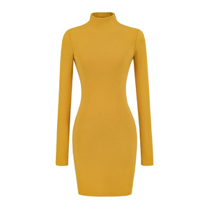 <span class=keywords><strong>Robe</strong></span> côtelée à col montant pour femme, <span class=keywords><strong>robe</strong></span> <span class=keywords><strong>longue</strong></span> <span class=keywords><strong>moulante</strong></span> à manches longues, robes de soirée en tricot coupe ajustée - Product Image 2