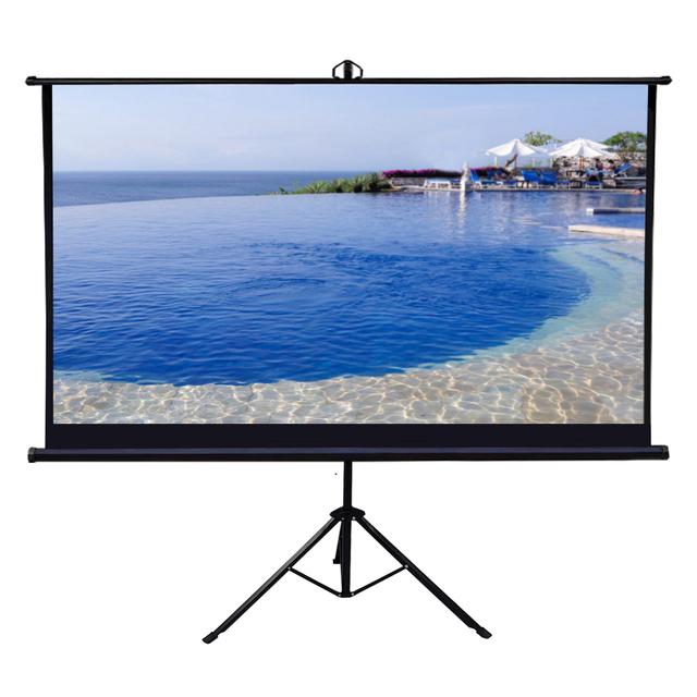 4K Tripod Projector Screen with Stand 60/72/84/92/100/110/120/133/150 Inch Outdoor Projection Screen 16:9 Format with Carry Bag