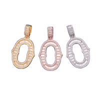 Pendentif Hip Hop Iced Bling pour homme en argent sterling 925 lettre O VVS Moissanite Cluster Baguette Pass Diamond Pendentifs Charms