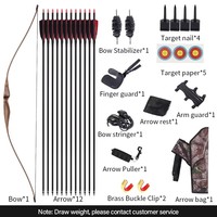 STARCN Tir à l'arc YUNXI Kit d'arc et de flèches classiques traditionnels Ensemble d'arc de chasse classique en bois laminé droitier