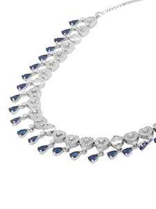 Ensemble de collier et de boucles d'oreilles de mariage exquis en CZ plaqué rhodium Bijoux de mariée pour accessoires féminins - Product Image 4