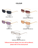 KAJILA Vente en gros de lunettes de soleil tendance à la mode avec logo personnalisé, rectangulaires, sans monture, protection UV400, lunettes de soleil pour femmes