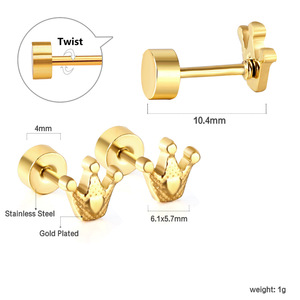 Pendientes de Botón en Forma de Corazón, Chapados en Oro de 18K, Acero Inoxidable, Joyería Minimalista y Elegante para Mujer - Product Image 3