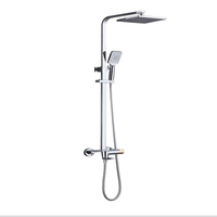 Colonne de douche carrée chromée KTW Standard à 3 fonctions avec design moderne et options de personnalisation