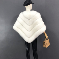 Cape en Vraie Fourrure pour Femme, Poncho Gilet Manteau Veste Tendance en Fourrure de Renard, Châle en Fourrure Naturelle, Cape Triangle pour Mariage Fête