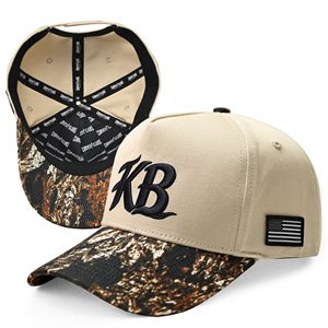Casquette de baseball brodée KB, cadeau personnalisé en gros, visière camouflage, chapeau unisexe réglable pour l'extérieur, en toile six panneaux, toutes saisons - Product Image 3