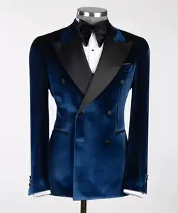 Terno de negócios slim fit duplo feito sob medida, terno azul escuro, terno de noiva masculino, terno de casamento