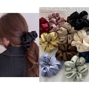 Vente en gros de chouchous pour cheveux en tissu élastique, haute qualité, nouvelle mode, grand modèle 5 cm de circonférence, couleur unie, emballage en carton pour enfants - Product Image 2