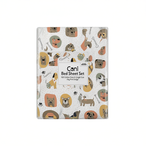 Cani <b>Bed</b> Sheet Set 100 Cotton French <b>Single</b> Size Dog Print Design - Product Image 3