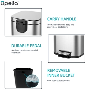 Rechthoekig Voetpedaal Roestvrijstalen Prullenbak 8l/12l/20l/30l Langzaam Close Rolhoes Voor Huishoudelijke Keuken Hotel Kantoor - Product Image 3