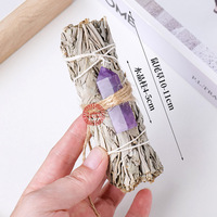 Ensemble de bâtonnets d'encens d'aromathérapie faits à la main, en cristal de sauge blanche naturelle de Californie, prisme hexagonal à pointe unique, 4,5 cm, pour l'exportation