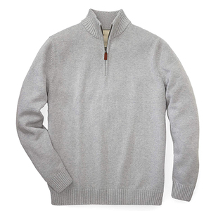 Suéter gris claro con media cremallera para hombre, Jersey de punto cálido, moda informal de invierno suave, prendas de punto cómodas de estilo clásico - Product Image 1
