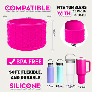 Protège-bouteille en silicone tressé texturé pour base de gobelet, accessoires pour bouteilles d'eau de sport et ustensiles de boisson domestiques - Product Image 4