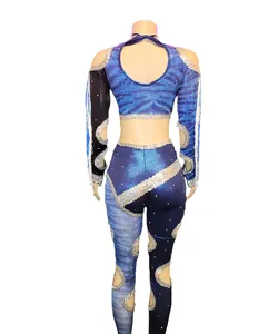 Uniformes de danse Majorette gland sublimation personnalisée vêtements moulants en polyester costumes de danse à paillettes et strass