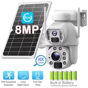 10x Zoom quang học kép 4G năng lượng mặt trời Máy ảnh ngoài trời báo động không dây liên kết ống kính kép UBOX 4G Sim Thẻ năng lượng mặt trời máy ảnh