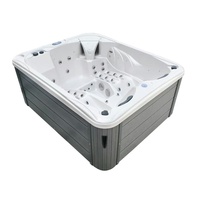 Luxe 3 personne spa hydromassage loisirs spa baignoires bain à remous 2 chaises longues spa bain à remous extérieur acrylique bain à remous avec fontaine champignon