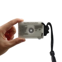 Miroir de signalisation réfléchissant de survie pour le camping en plein air, ultraléger, qui brille dans le noir, avec sifflet en paracorde
