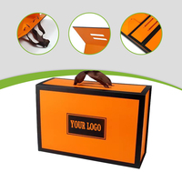 Boîte cadeau pliable magnétique haut de gamme orange avec lamination mate, doublure en éponge, poignée et logo pour marquage, idéale pour sacs, vêtements et chaussettes