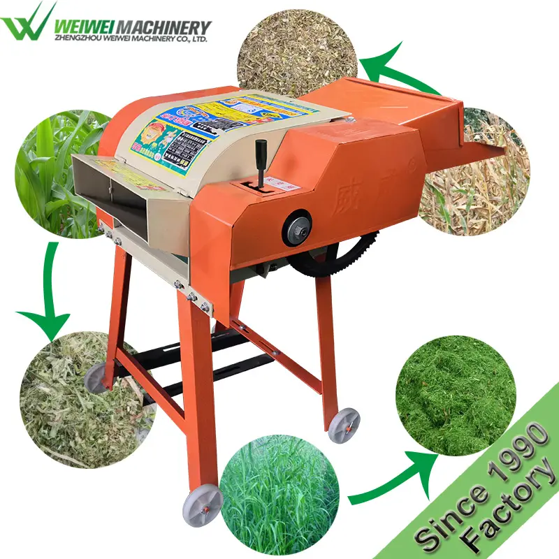 Weiwei 1.2t/h Small Household Animal Fresh Feed Processing Farm Use Straw Grass Chopper Forage Machines Chaff Cutter Prices