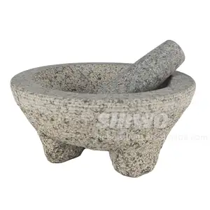 Large Capacity Unpolished Granite Mortar and Pestle ,Professional Granite Molcajete Mortar and Pestle Stone Grinder