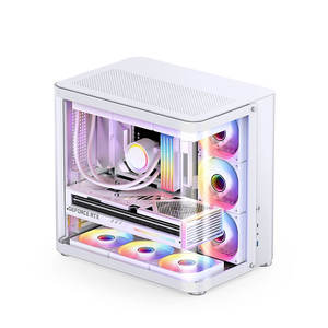 Jonsbo TK-<span class=keywords><strong>2</strong></span> <span class=keywords><strong>2</strong></span>.0 Full Tower Stilvolles weißes schwarzes Aluminium-Gaming-Gehäuse für Desktop-Micro-ATX-Motherboard, das integrierte Fans unterstützt - Product Image 1