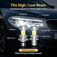 Ampoule de phare LED COB 2 faces H7 6000K blanc, faisceau haut et bas, remplacement de phare de voiture