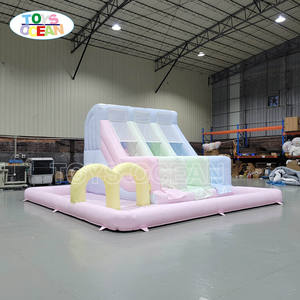 Toboggan aquatique gonflable 3 voies Pastel Macaron avec piscine, château gonflable pour enfants pour fêtes de jardin et parcs d'attractions - Product Image 6