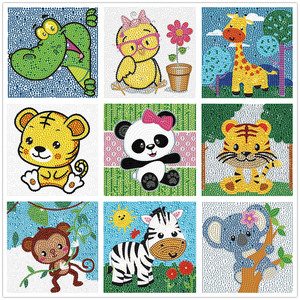Kit de Peinture Diamant 5D pour Enfants, Motif Animaux de Dessin Animé Facile à Realiser, avec Strass Brillants, Cadeau Idéal pour Enfants - Product Image 2
