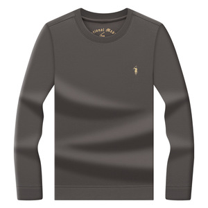 Vente en gros Pull à manches longues haut de gamme pour hommes, jeunes et d'âge moyen, col rond, chemise de base de sport décontractée, techniques brodées - Product Image 1