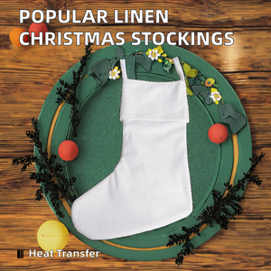 Most Popular YiWu MD Solid Colors Linen Fabric Christmas Stockings Sublimation Blank Santa <b>Sock</b> Candy Bags Xmas Tree Hanging - Product Image 2