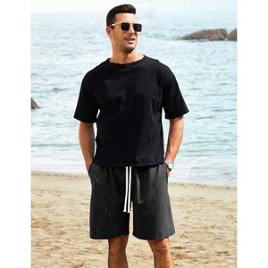 Shorts de sport pour homme FOXA, lot de 3, en coton délavé, taille élastique avec cordon de serrage, pour la gym et l'entraînement - Product Image 2