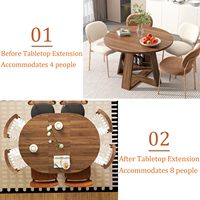 Table à manger ronde extensible 2026 pour 4 à 8 personnes, table de cuisine moderne avec feuilles amovibles, gain de place
