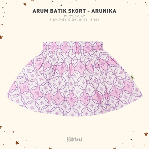 Arum Batik Skort Floral Print Girls <b>Skirt</b> <b>Elastic</b> <b>Waist</b> A-line Pleated Summer Skorts for Children Bohopanna Good Quality 2Y - Product Image 1