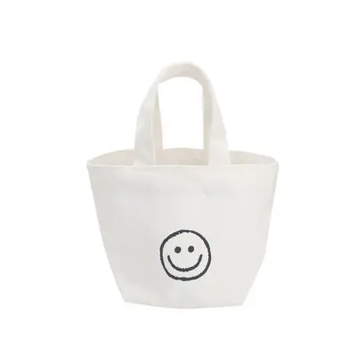 Mini borsa per la spesa Casual personalizzata con faccia sorridente portafoglio da donna piccola borsa in tela da donna
