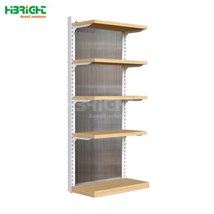 Highbright Light <b>Wood</b> Grain & Metal Frame Multi-Style Supermarket <b>Shelving</b> Solution for Grocery stores and Supermarkets - Product Image 1