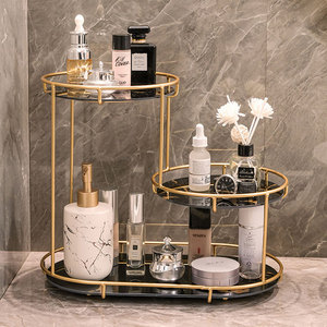 Makeup Organizer Luxury Gold Metal Glass Brush Acrylic Desk