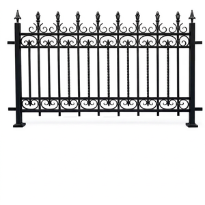 Panel de valla rectangular de hierro de estilo clásico; diseño resistente al óxido, fácil de montar, adecuado para decoración exterior. - Product Image 1
