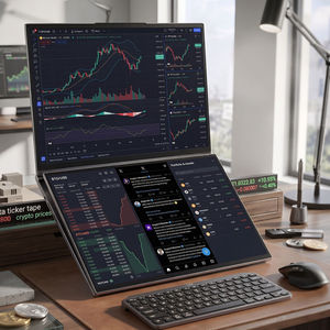 Laptop de Doble Pantalla para Trading, 16+16 Pulgadas, Intel <span class=keywords><strong>I5</strong></span> 12450H, para Finanzas, Bolsas, Forex, Criptomonedas, Day Trading, Computadora Multipantalla, Venta al Por Mayor - Product Image 1