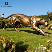 Sculpture de léopard réaliste en bronze sur mesure, taille réelle, statue de guépard sauvage simulée pour la décoration extérieure de villas de luxe et de jardins