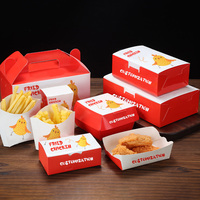 Caja de Papel Antigrasa Desechable para Envasado de Comida Rápida, con Relieve, para Aperitivos, Pollo Frito y Hamburguesas, al por Mayor
