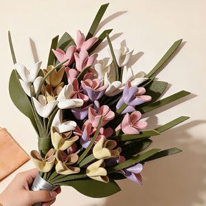 PU Leather Flower <b>Bag</b> <b>Charm</b> Faux Leather Osmanthus Flower <b>Bag</b> Pendant Exquisite Car Keychain Pendant Multi-Color Flowers - Product Image 2