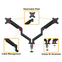 Charmount Hot Selling Gas Spring Support de moniteur à double bras pour écran 17 "-32"
