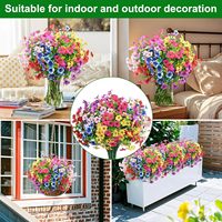 Keranjang Bunga Gantung Artificial Laris Manis, Tahan UV, Buket Daisy Eucalyptus untuk Dekorasi Teras, Balkon, dan Halaman Luar Ruangan