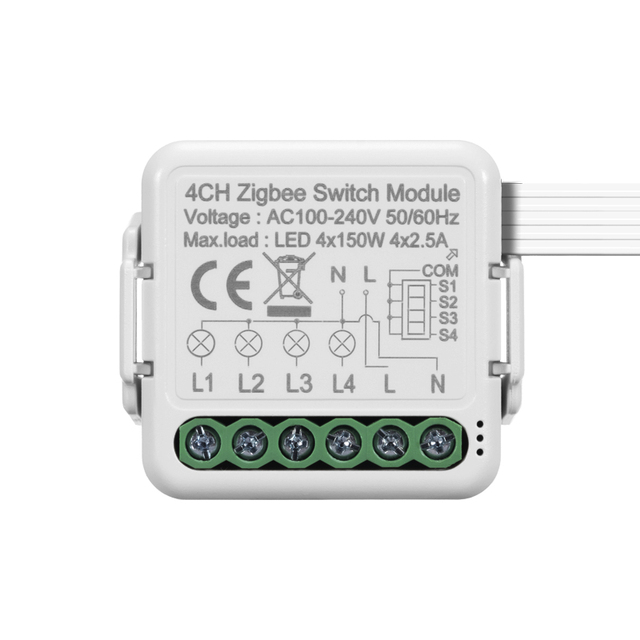 Tuya Zigbee Gateway Hub Zigbee  Smart Switch Module  Relay With Neutral Line for Light Works with Alexa Google Home