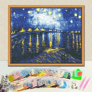 Kit de Peinture Diamant Paysage Imprimé Écologique sur Toile, Perles Rondes Scintillantes, Bricolage Décoration Maison Artisanat - Product Image 1