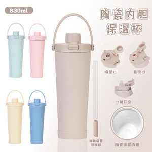 2026 Luxury 830ml Magnetic Handle Water Bottle Wholesale Custom Logo Stainless Steel Vacuum Insulated Dual Drink Straw Flask - Product Image 5