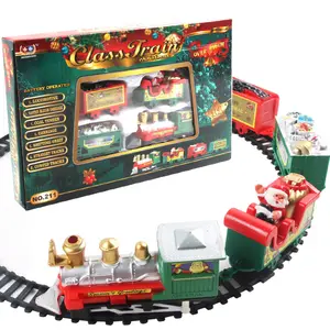 2023 Santa mainan kereta api mainan mobil elektrik jalur kereta balap plastik Set jalur kereta api mainan Slot mobil cepat