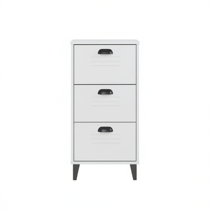 VIKEN White Engineered Wood Nightstand 3 Drawer Modern <b>Bedside</b> Cabinet <b>Storage</b> Bedroom Furniture - Product Image 1